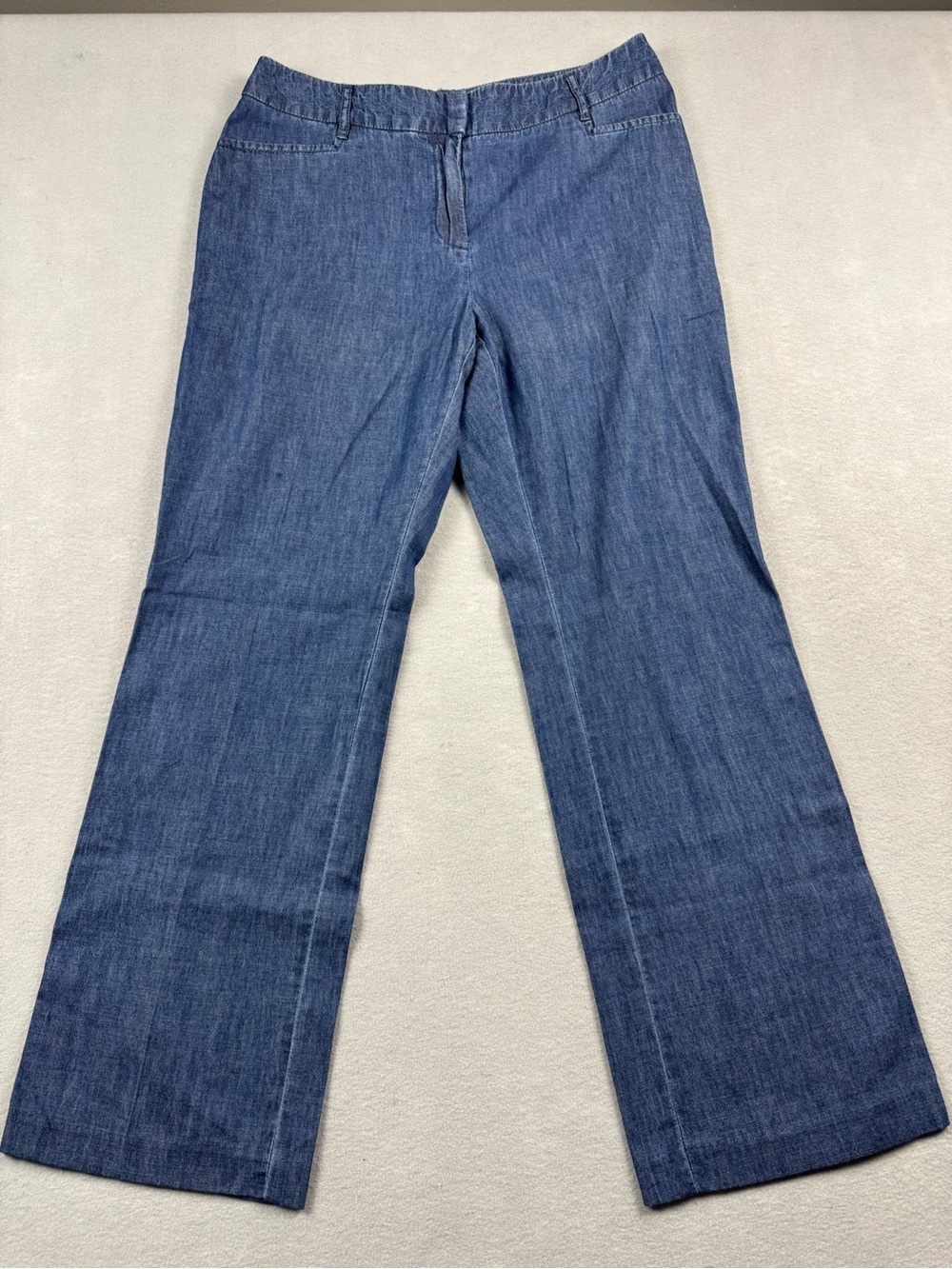 Chico’s Trouser Wide-Leg Pants Stretch Denim Blue Womens 1 Medium SHORT Classic
